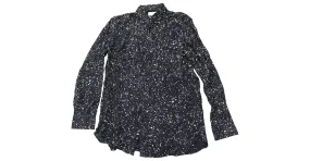 Camisa con estampado de salpicaduras de pintura en seda con estampado negro de Saint Laurent 
