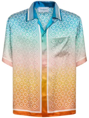 Camisa Cuban de manga corta de seda