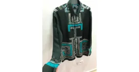 Colección VERSACE 100% camisa con botones de seda Azul 
